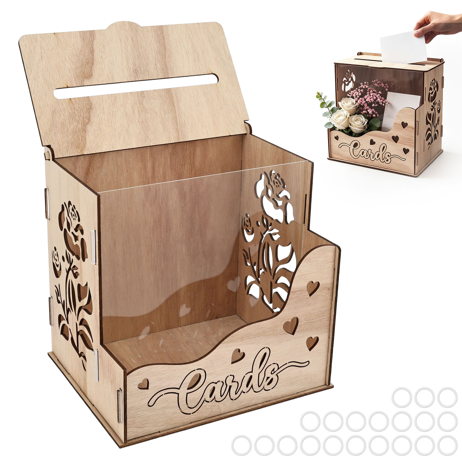 Boîte à cartes en bois avec fe - Wedding Card Box avis et prix